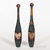 Pair of Polychrome Painted Juggling Clubs
