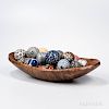 Carved Tiger Maple Oval Chopping Bowl and Thirty Carpet Balls