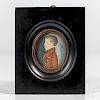 American School, Early 19th Century  Miniature Portrait of a Boy in a Brown Jacket