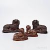 Two Pairs of Sewer Tile Pottery Dogs