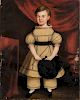 Attributed to Samuel P. Howes (Massachusetts, 1806-1881)  Portrait of a Boy in a Yellow Dress Holding a Hat and Riding Crop