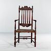 Brown-painted Bannister-back Armchair