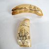 Two Scrimshaw Tooth Carvings, "Ohio" & Schooners