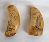 Two Scrimshaw Tooth Carvings - "Boxer", "Argus"