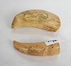 Two Scrimshaw Tooth Carvings, One Double-Sided