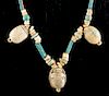 Egyptian Faience Bead Necklace w/ Scarabs, ex-Mitry