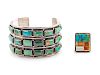 Cordell Pajarito
(Santa Domingo, b. 1988)
Multi Stone Ring, together with Turquoise and Silver Cuff Bracelet