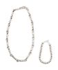 Southwestern Sterling Silver Necklace and Silver Bead Bracelet
necklace 21 inches, bracelet 8 inches