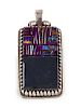 Native American Sterling Silver Pendant with Inlay
with hook height 1 3/8 x width 5/8 inches