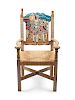 Painted Stagecoach Wood and Wicker Chair
height 43 x width 24 x depth 21 inches
