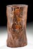 Japanese Meiji Wood & Copper Ikebana Log Vase