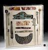 Framed Ancient Andean Gold, Silver, & Copper Assortment