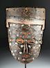 Early 20th C. African Lele Painted Wood / Copper Mask