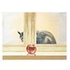 Martha Chapa. Gato y manzana. Firmado y fechado '82. Serigrafía 47/100. Sin enmarcar. 58 x 78 cm.