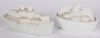 Two milk glass covered dishes