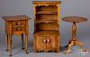 Three pieces of tiger maple doll furniture