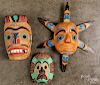 Three Northwest Coast carved cedar masks