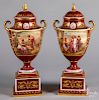 Pair of Royal Vienna porcelain urns, 19th c.