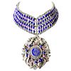 1980s Mark Merrill Vintage Glass Bead Medallion Necklace