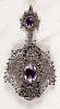 Vintage beadwork and milgrain gemstone dress clip