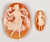 Two loose hand carved cameos