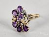 10K yellow gold amethyst cluster ring