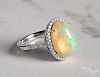 14K white gold opal and diamond ring