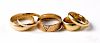 Five 14K yellow gold wedding bands