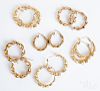Six pairs of 10K yellow gold earrings