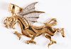10K gold and zirconia dragon pendant