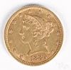 1880 Liberty Head five dollar gold coin