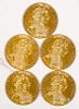 Five Austria 1915 four Ducat gold coins