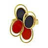18k Gold Coral Onyx Ring 