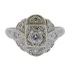 Art Deco Platinum Diamond Engagement Ring 