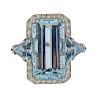 Platinum 28.76ctw Aquamarine Diamond Ring 