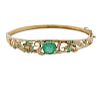14K Diamond Emerald Bangle Bracelet