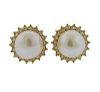 14k Gold Diamond Pearl Earrings 