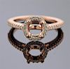 14k Rose Gold Diamond Halo Engagement Ring Setting 