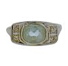 Art Deco 18K Gold Diamond Blue Stone Ring 