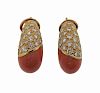 Coral Diamond 18k Gold Half Hoop Earrings