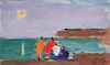 PAUL RESIKA, (American, b. 1928), On The Beach, Moonlight, 1989