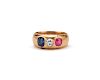 18K Gold, Diamond, Ruby, and Sapphire Ring