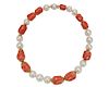 SEAMAN SCHEPPS 18K Gold, Pearl, and Coral Necklace