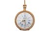 TIFFANY & CO. 18K Gold, Hand Painted Enamel, and Seed Pearl Pendant Watch