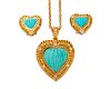 18K Gold, Turquoise, and Diamond Suite