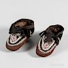 Pair of Northeast Beaded Cloth and Leather Child's Moccasins