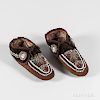 Pair of Northeast Beaded Cloth and Leather Moccasins