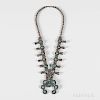 Navajo Silver and Russet Turquoise Squash Blossom Necklace