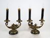 Pair of Aladdin Lamps on Marble Bases