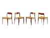 Nils Otto Moller
(Danish, 1920-1982)
Set of Four Dining ChairsJ. L. Moller, Denmark
